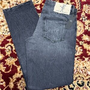 Côte de la Liberté Rafa Straight Black Rigid Denim Jeans Size 32 NWT $725 MSRP